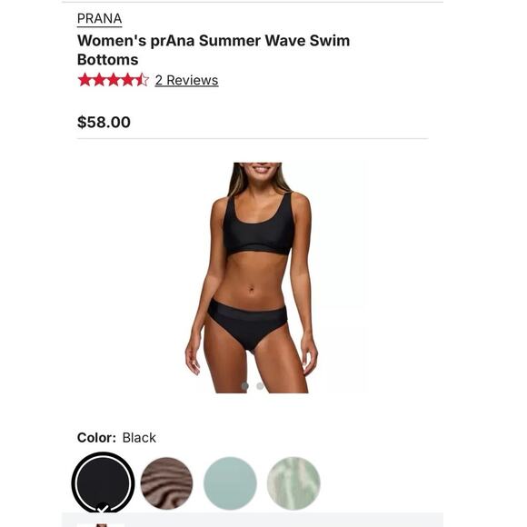 NWT Prana Summer Wave Black Swimsuit Bottoms Size Small - Picture 3 of 6